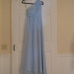 One-shoulder floor-length chiffon dress